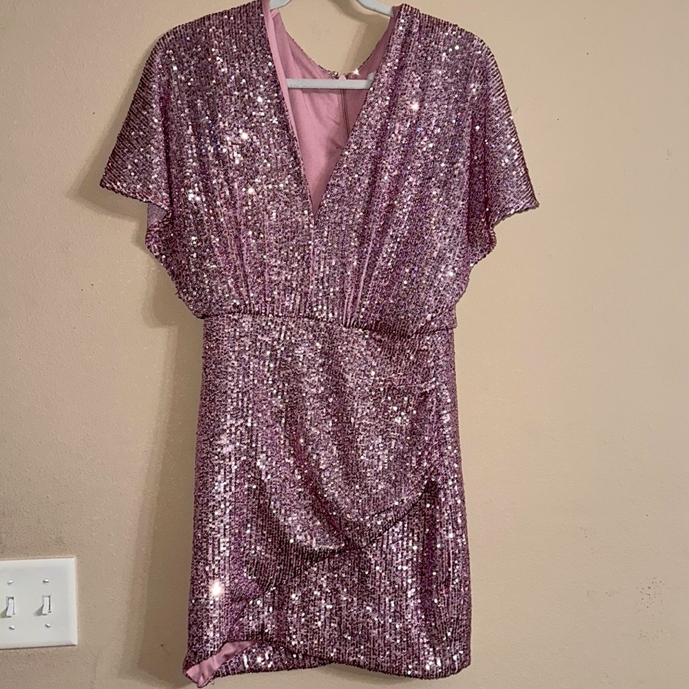 Harlyn Pink Sequin Dress *HEMMED TO MAKE MINI DRESS*